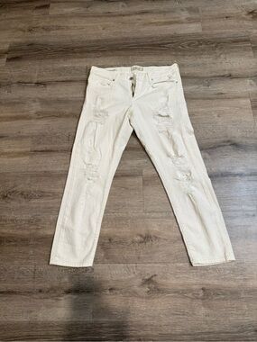 Lucky Brand Women's Distressed White Cropped Ankle Jeans